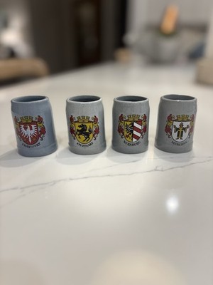 Set of 4 Vintage German Stoneware Frankfurt Stuttgart Nurnberg Munich. 2.5  cups