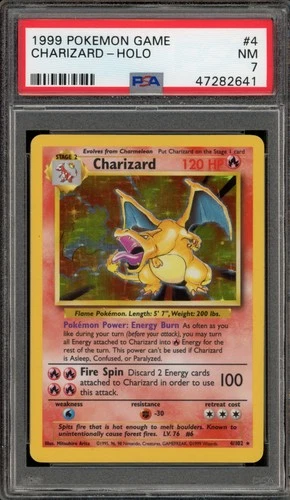 Pokemon Charizard Base Set Unlimited Holo Rare #4 PSA 7