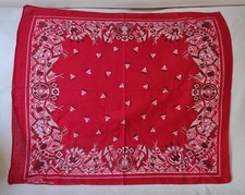 Vintage Red Bandana Native American Motifs WPL 9939 All Cotton 22.5" x 19"