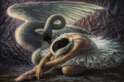 Vladimir Tretchikoff - Das sterbende Schwan-Ballett inspiriert emotionales Porträt Mitte Cen