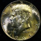 1964 Kennedy Half Dollar 90% SILVER COIN TONED #D45