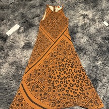 FARM Rio for Anthropologie Brown Black Animal Paisley Knit Maxi Dress S