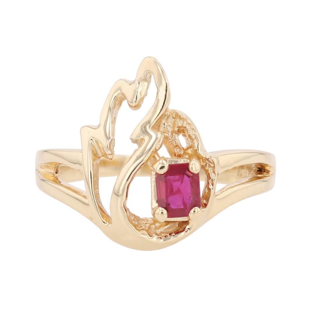 .23ct Emerald Cut Ruby Solitaire Flame Statement … - image 1