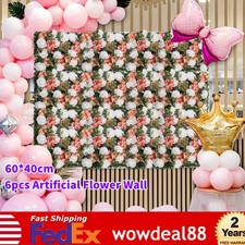 6 Artificial Flower Wall Rose Panel Romantic Wedding Floral Ornament Pink White