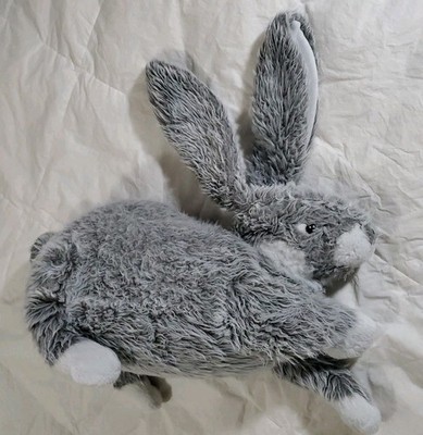 Large Gray White Bunny Rabbit Plush 18'' Realistic Lifelike Stuffed Animal Toy