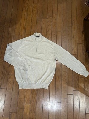 CORNELIANI ID Half-Zip Sweater 50 Wool Beige - Excellent Condition Luxury Japan