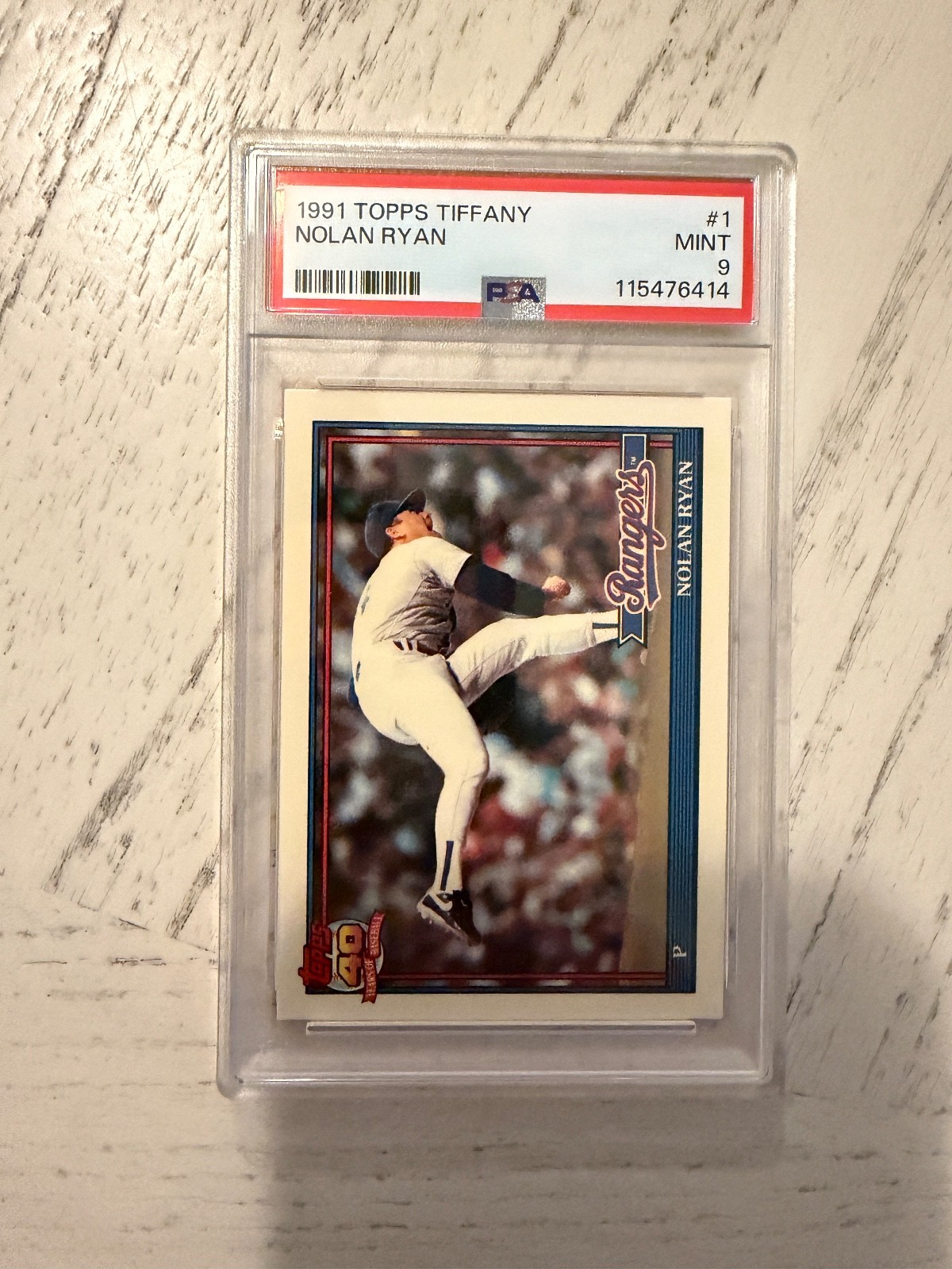 1991 TOPPS TIFFANY #1 NOLAN RYAN PSA 9 MINT HOF TEXAS RANGERS LOW POP