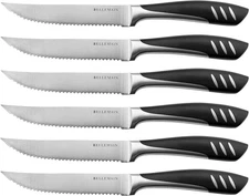 Bellemain Premium Steak Knives Set of 6, Kitchen Knife Sets with Steel Blades fo