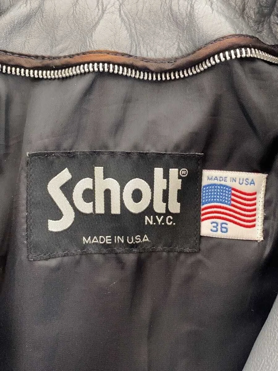 Chaqueta Schott Single Riders M Cuero Marrón Cuello Liso EE. UU.