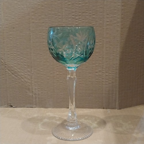 Vtg W.Germany Bayel Vineyard Grape Crystal Goblet Wine Glass Aquamarine 7-5/8" - Picture 2 of 15