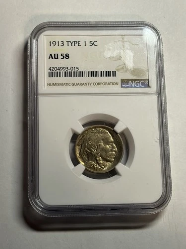 1913 Type 1 Buffalo Nickel NGC AU58 Nice Type Coin