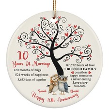 Personalized Happy Anniversary Ornament Funny Owl Bird Couple Love Marriage Gift