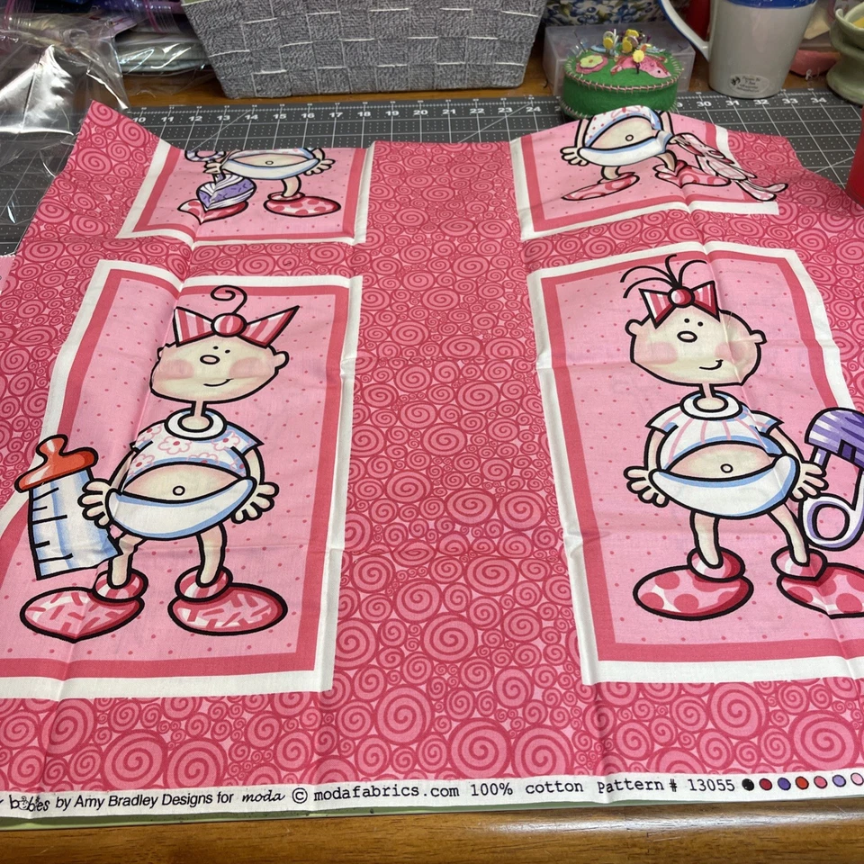 Moda Funny Babies Pink Panel And 2 Charm Packs - Image 3 of 4