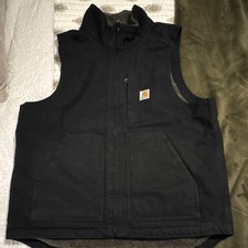 Carhartt Men's Black Loose Fit Vest Stand-Up Collar Full Zip Logo Zipper Size M