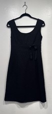 Vintage 90s Ann Taylor Black Eyelet Dress Size 2 Bow Dark Coquette Romantic
