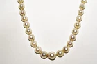$4,500 18K Gold 5.50MM/.02CT Natural Pearl & Diamond Necklace Authentic