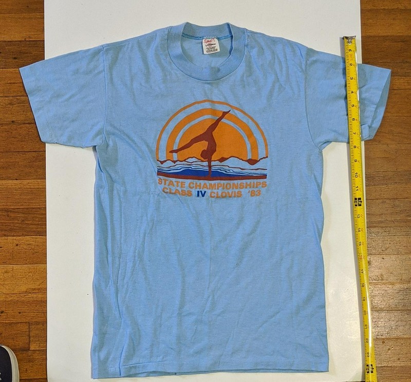 Vintage Womens Gymnastics T-shirt 1983 Class IV Clovis Ca State Championships