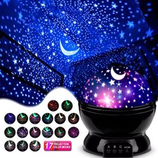 Star Projector Night Light with 17 Color Modes – Rotating LED Moon Lamp 