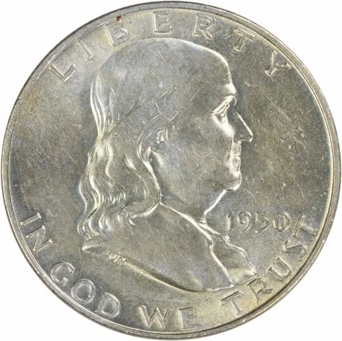 1950-D Franklin Silver Half Dollar AU Uncertified #1151