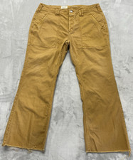 Anthopologie Pilcro Jean Women 31 Gold Orange The Yaya Crop Button Fly Raw Hem