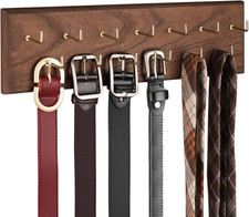 Belt Organizer - Wall Mounted Hanger for Closet, Holds over 28 Belts - Wooden Ra