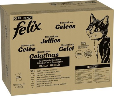 FELIX Sensations Gelees Katzen-Futter, nass in Gelee, Sorten-Mix, (120 x 85g)