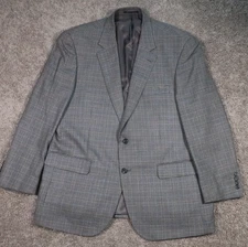Chaps Wool Silk Blazer Jacket Sport Coat Gray Tweed Houndstooth Mens 46R