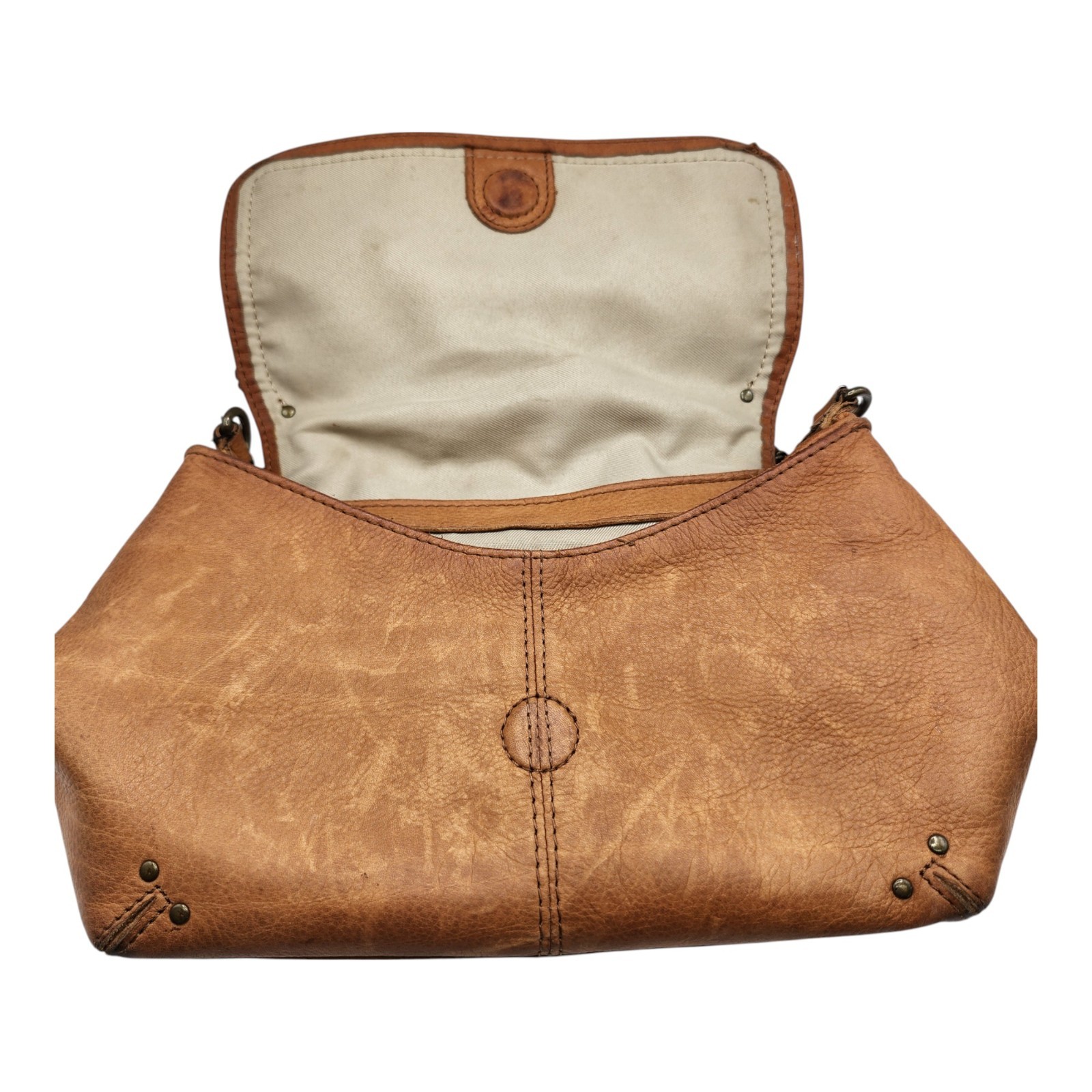 American Leather Co Brown Crossbody Bag Leather Strap Chain Shoulder Purse FLAWS