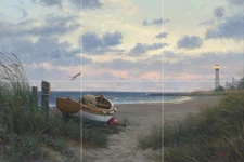 Ceramic Backsplash Tile Mural Nautical Sailing Ship - Evening At The Coast