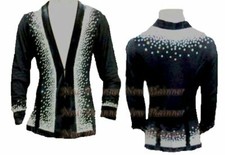 M321 M size Ballroom Men Latin Salsa Dance Competition Shirt Black Sleeve