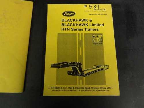 Etnyre Blackhawk RTN Series Trailers Operation Maintenance Safety Parts Manual - Picture 5 of 10