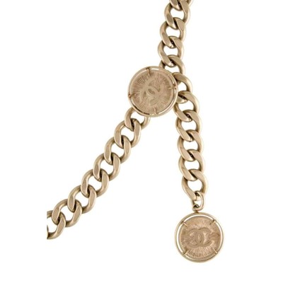 Classy Chanel Gold-tone Interlocking CC Charm Chain link Belt M sz Vintage Chanel CC Medallion Ball Link Gold Chain Belt Recess  main image 3