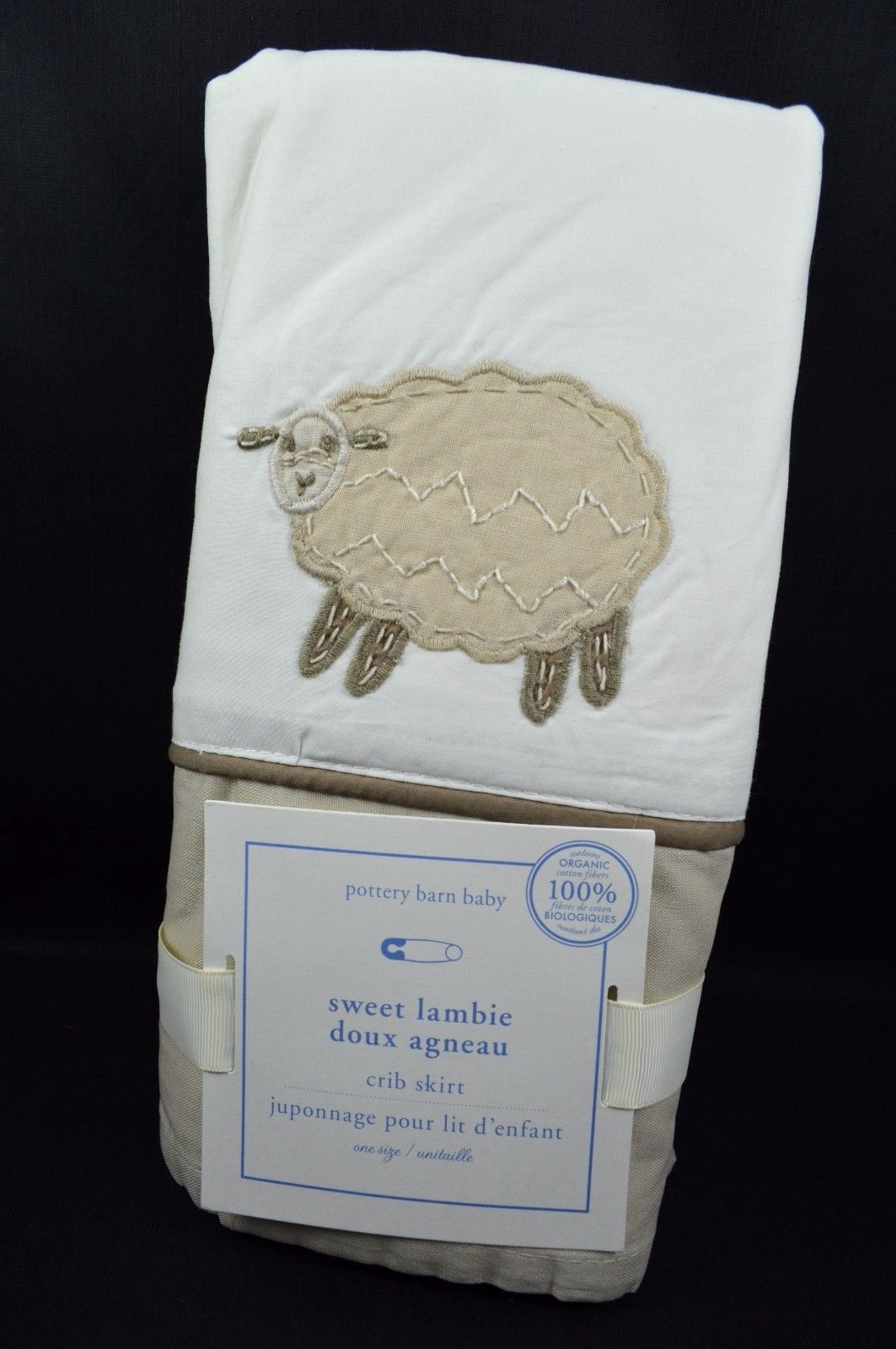 Pottery Barn Baby Sweet Lambie Lamb Sheep Crib Skirt One Size Tan #H545