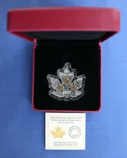 2017 Canada Silver Proof $20 coin "The Gilded Maple Leaf" in Case with COA   