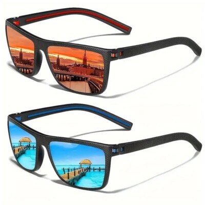 Square Polarized Sunglasses Men and Women Lightweight Frame Sun Glasses UV400