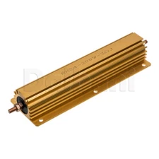 200 W 3 ohm High Power Wirewound Resistor Gold Aluminum Housing 8x2x1 in