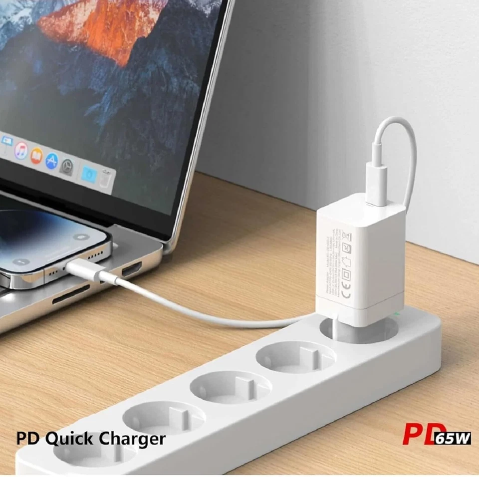 65W USB 3.1 Typ C Ladegerät Adapter für Cubot KingKong ES Strom Stecker WEIß - Bild 3 von 4