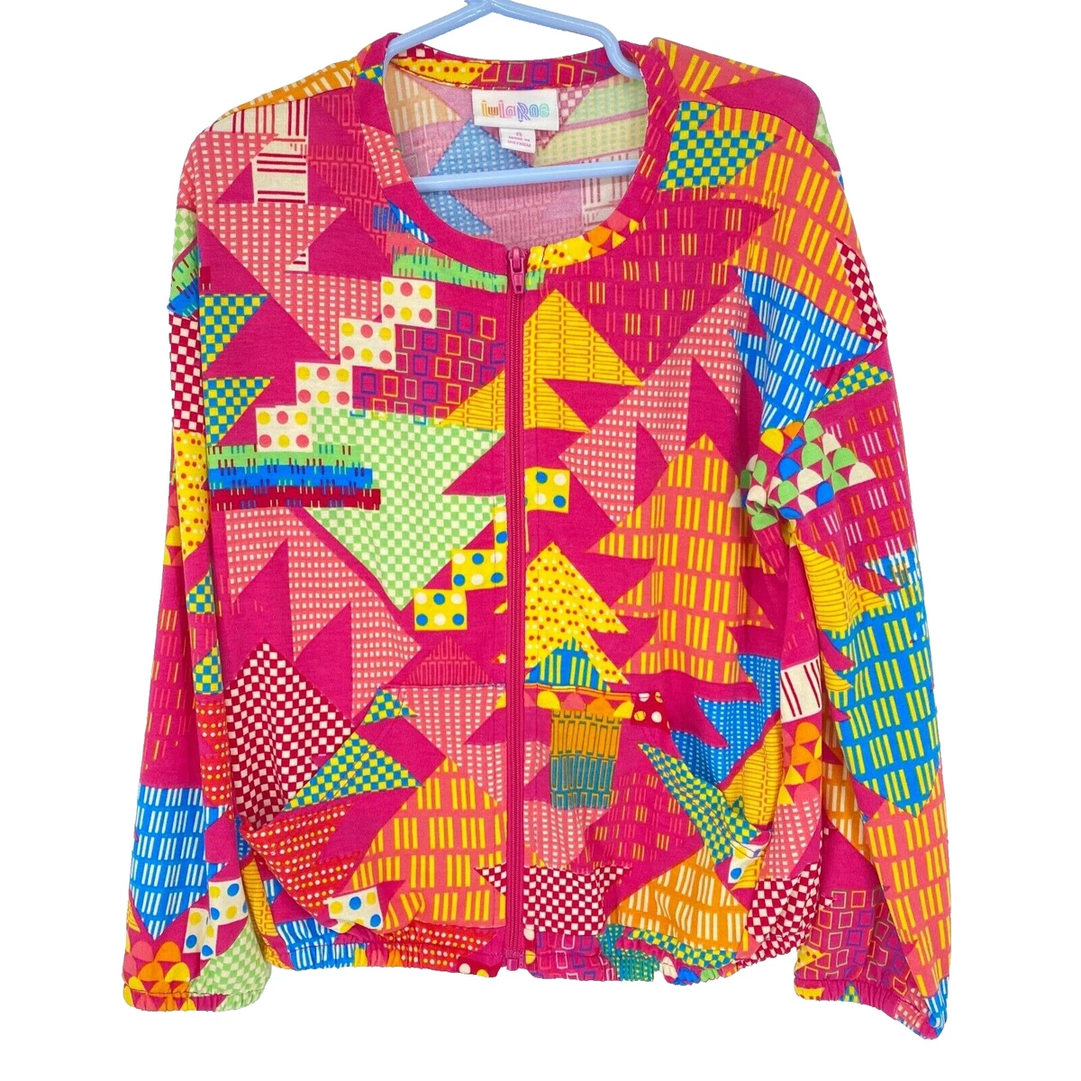 Lularoe KIDS Girls Size 8 Monroe Jacket Full Zip 90s Geometric