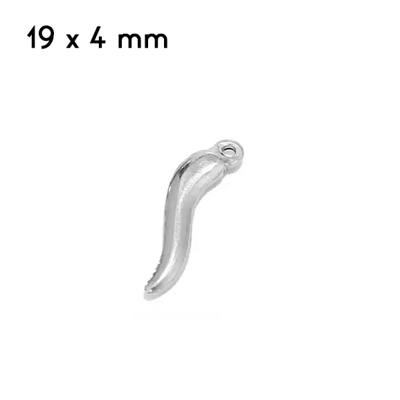 Collana con Corno Cornetto Acciaio argento in corda nera tipo caucciu Uomo Donna - Immagine 4 di 4