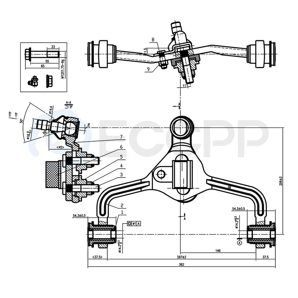 12pcs Complete Front Control Arm Pitman Arms For 1995-2000 2002 Lincoln Town Car - Image 2 of 4