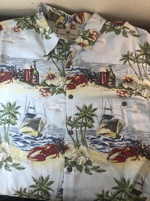 Island Shores Men s Hawaiian Floral 100% Rayon Short Sleeve Button Down Shirt XL