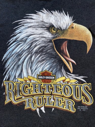 Authentic Vintage Harley Davidson Brand Righteous Ruler T Shirt Size XL USA Made - Picture 2 of 9