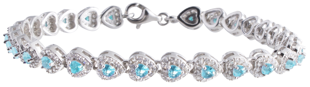 Женский браслет из синтетических светло-голубых камней стерлингового серебра 925 пробы шириной 55 мм 12890₽