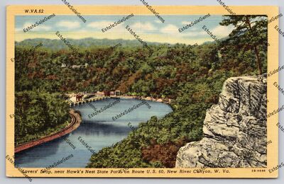vtg postcard Lovers' Leap Hawk's Nest State Park New River Canyon West Virginia