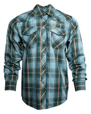 NWT Dixxon Flannel Silverton Lasso Green Blue Plaid Pearl Snap Long Sleeve Shirt