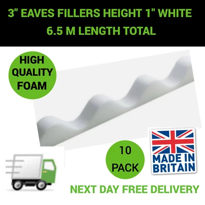 3" Profile Corrugated PVC Corrugated Roof Sheet Eaves Fillers Pack of 10 white