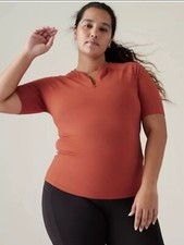NWT Athleta 3/4 Sleeve Sunchaser Tee Red Women  s Size 1X Workout Athleisure