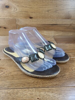 Frye MARY JEWEL Brown Leather Thong Flip Flop Flat Sandal Size