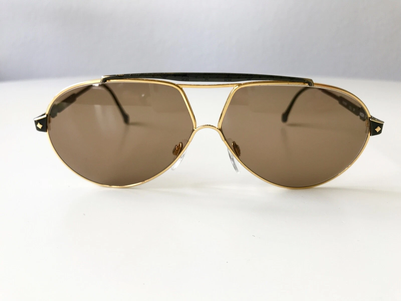 lunettes de soleil vintage MCM München S2 dorées noires Pilot années 80 Allemagne no Dita Supreme