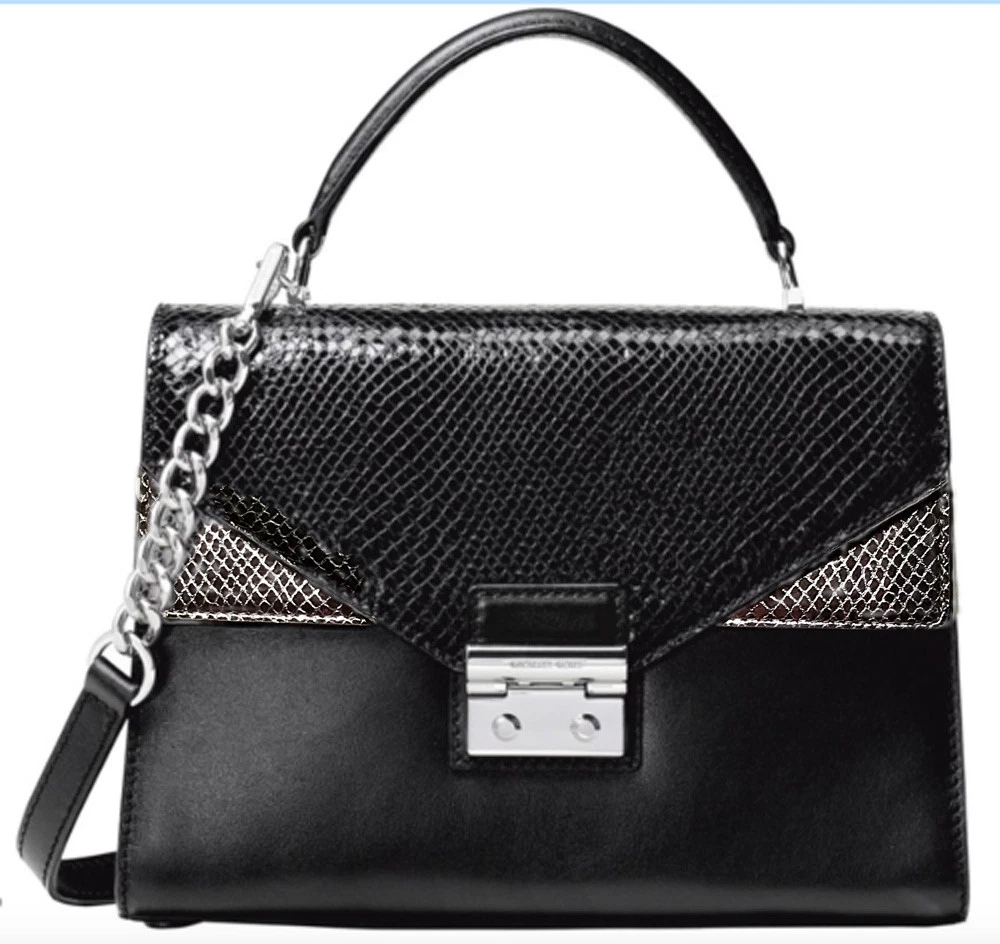 Michael Kors Sloan Medium Top Handle Snake Embossed Leather Satchel Was 359